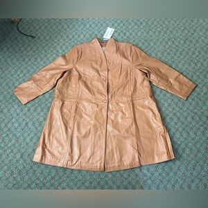 NWT JESSICA LONDON LEATHER COAT 26 3X 4X